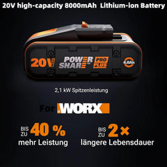 8.0Ah Lithium-ion Battery For WORX 20V high-capacity  WA3551 WA3551.1 WA3553 WA3641 WX373 WX390 Rechargeable Battery Tool