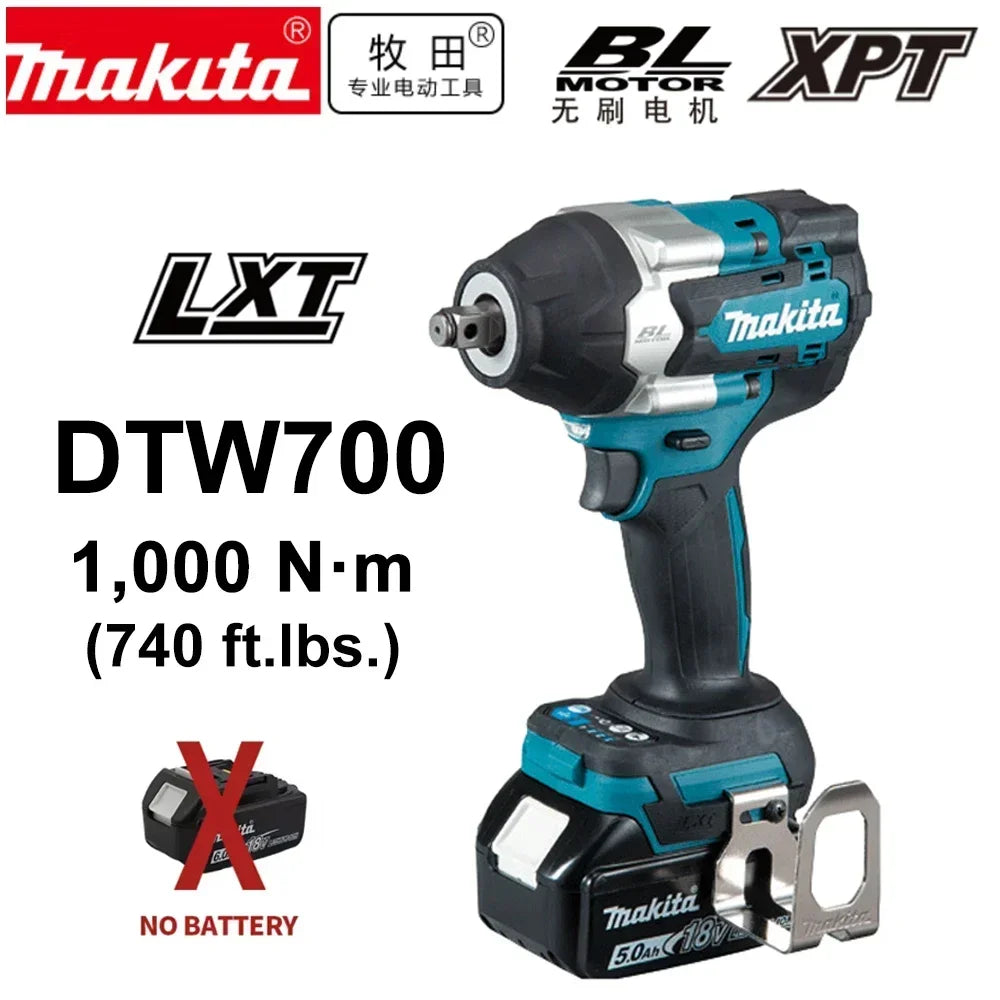 Makita DTW700 Cordless Impact Wrench 18V Brushless Motor 1000Nm Variable Speed Electric Wrench High Effieiency Durable Auto Stop