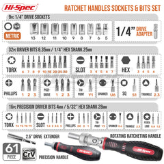Hi-Spec Ratchet Handles Screwdriver Set Household Combination Toolbox Hardware Magnetic Screw Driver Kit Bit Torx Screwdriver