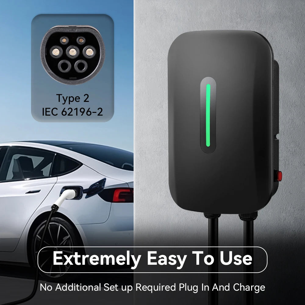 ADPOW 32A Type2 EV Charging Station 7KW 5M Cable Wallbox Charger EV Charging Accessories Current Adjustable is Not Supported