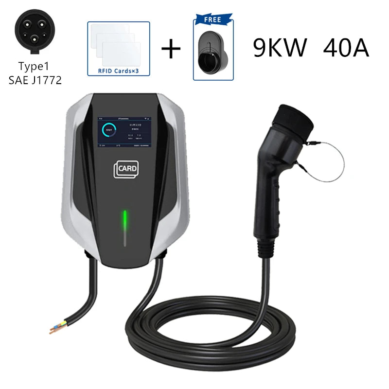 Type 2 EV Charging Station IEC62196 J1772 GBT 22KW 32A 3Phase Electric Vehicle Car Charger Wallbox Type 1 GB/T with APP Cards