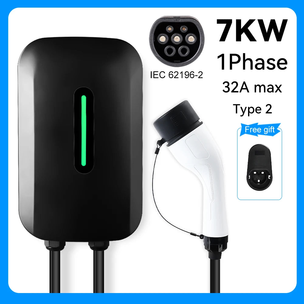 ADPOW 32A Type2 EV Charging Station 7KW 5M Cable Wallbox Charger EV Charging Accessories Current Adjustable is Not Supported