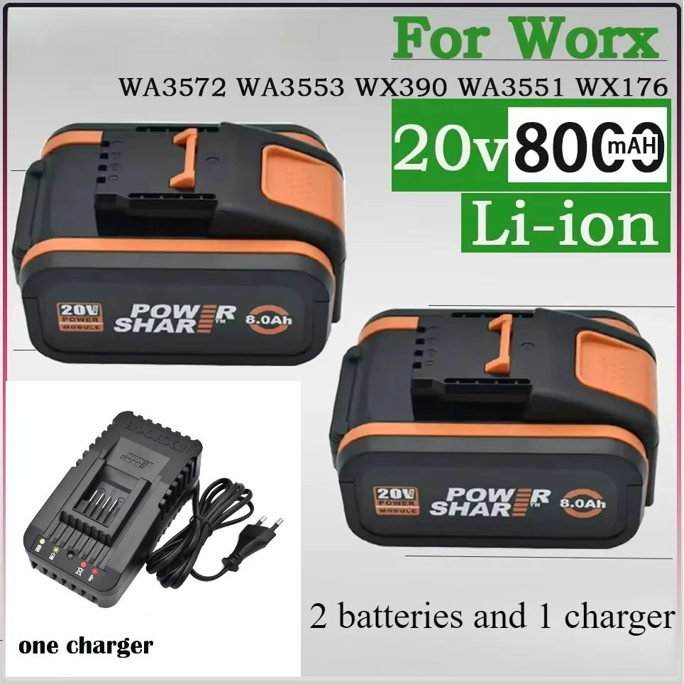 100% Original 8Ah 4Ah for WORX 20V WA3014 WA3551 WG630 WG629 WX372 WX390 WX394 WX550 WX523 WX802 WX858 WX900 Power Tool Battery