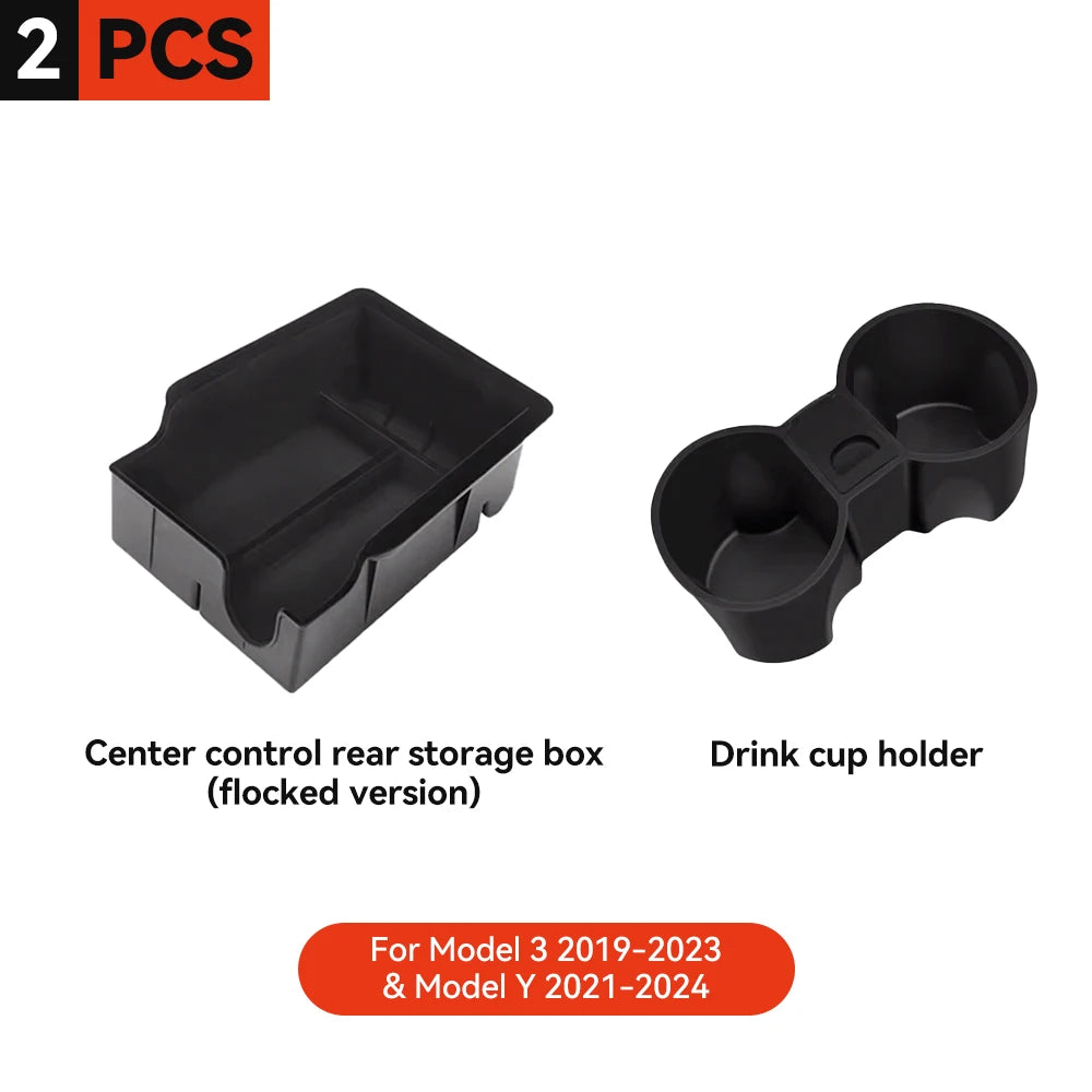 YZ For Tesla Model 3 Y  Highland Juniper 2021-2025 Storage Box Center Armrest Hidden Box Cup Holder Organizer Car Accessories