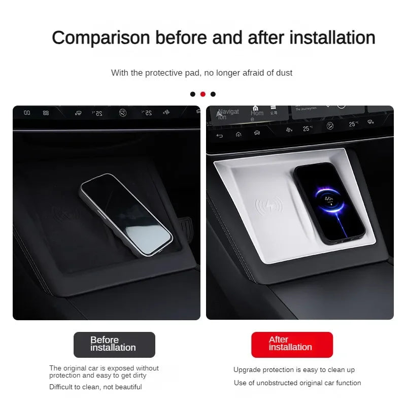 Tesla Model Y Juniper 2025 Center Console Wireless Charging Pad & Mirror Protector - kingpowerauto