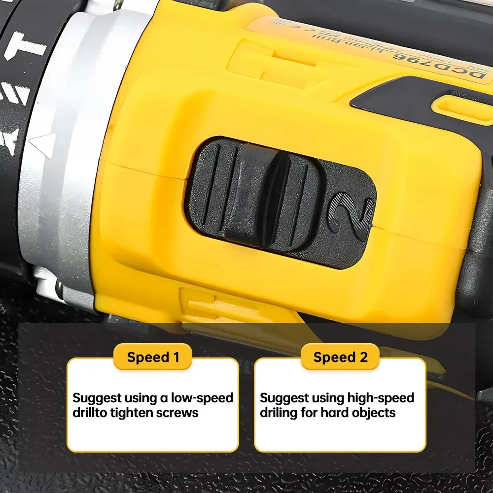 2025 Dewalt 2000RPM Cordless Electric Drill Brushless Driver Adjustable Speed Impact Hand Drill Rechargeable Power Tools DCD796