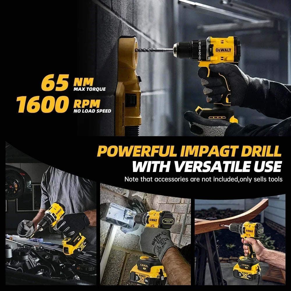 DEWALT-destornillador eléctrico compacto sin escobillas, batería de litio de 20V, taladro manual, taladro de impacto DCD805，