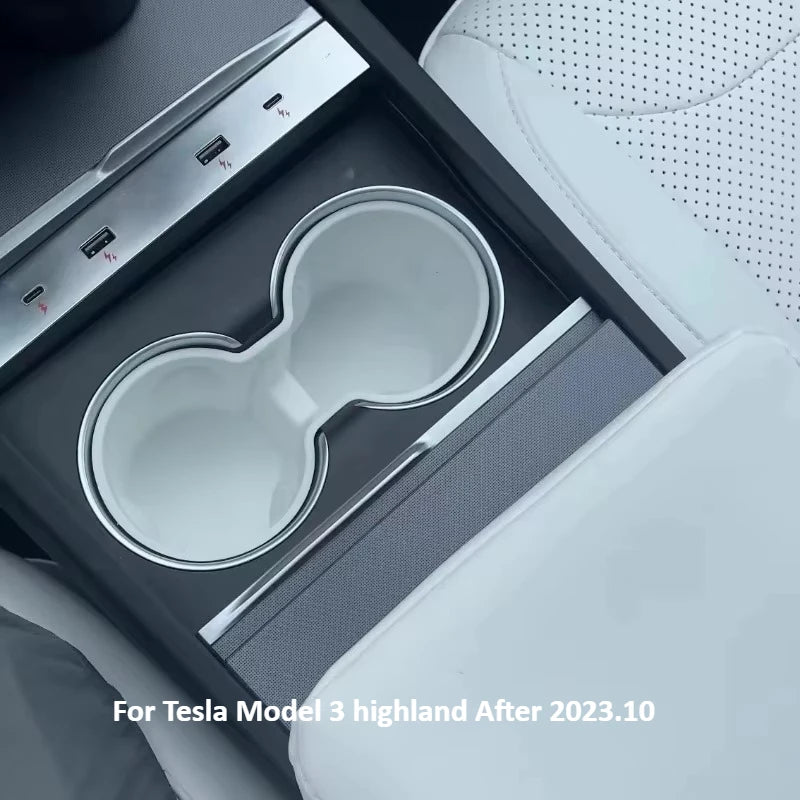 Central Control Cup Holder for New Tesla Model Y 3+ TPE Double Water Cup Storage Stand  for Model3 Car Interior Accessories 2024