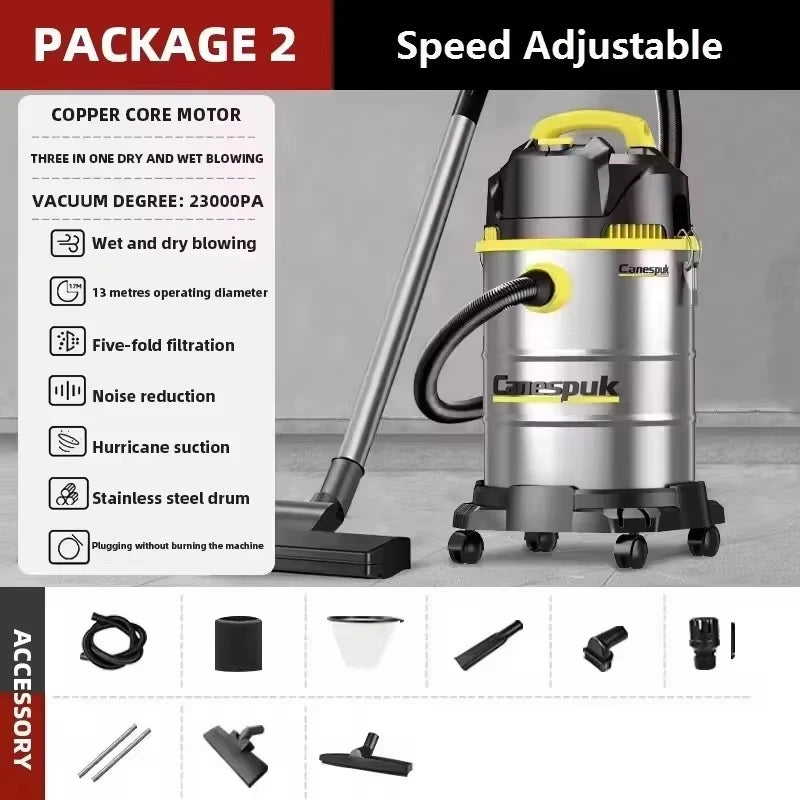 High-Power Vacuum Cleaner for Car Home Commercial Use Wet And Dry Large Suction Dust Collector Machine Shop Vacuum Bucket