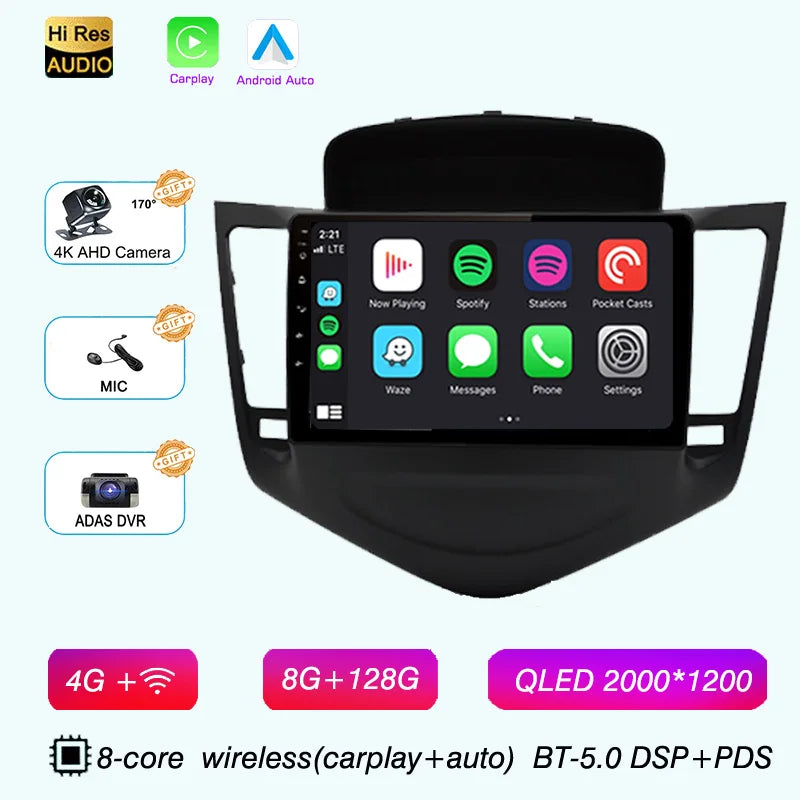 2K QLED 8core Android 15 For Chevrolet Cruze 2008 2009-2014 Car Radio GPS Carplay Auto Multimedia Head Unit DSP Stereo 2 Din