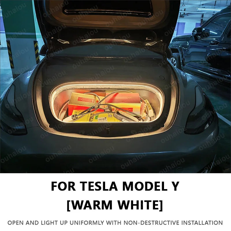 Tesla Front Trunk LED Light Bar Kit - White/Warm White - kingpowerauto