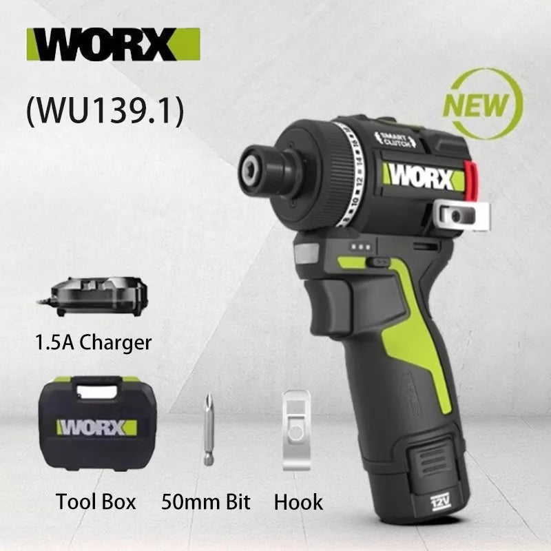 2025 Worx WU139 Cordless Driver Drill Brushless Electric Impact Screwdriver Rechargeable Metal Chuck High Torque DIY Power Tool
