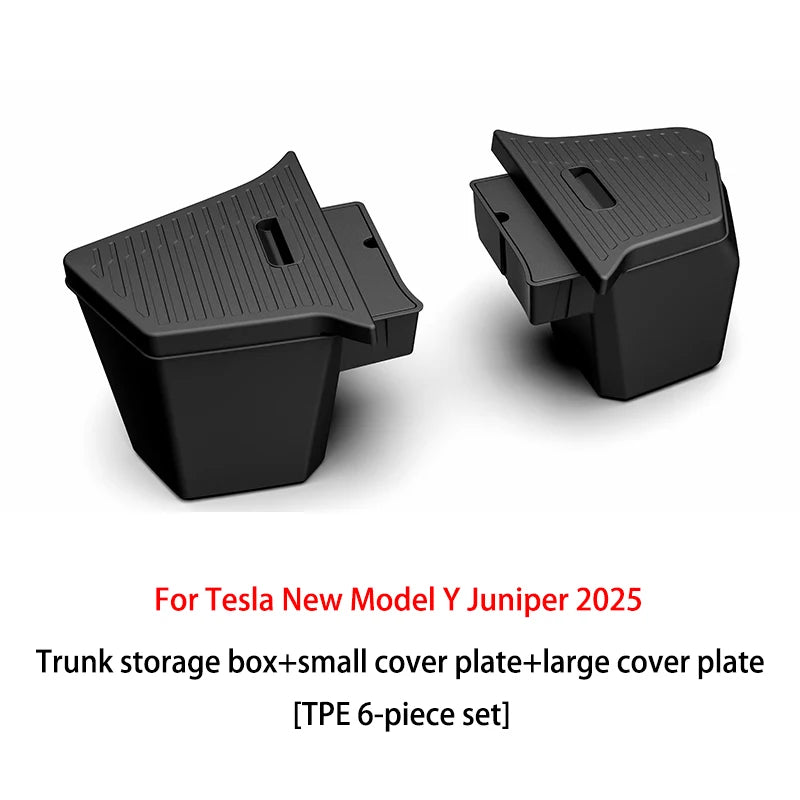 For Tesla Model Y Juniper 2025+ TPE Car Trunk Side Storage Box Cover plate organizer Car trunk side storage box refit Accessorys