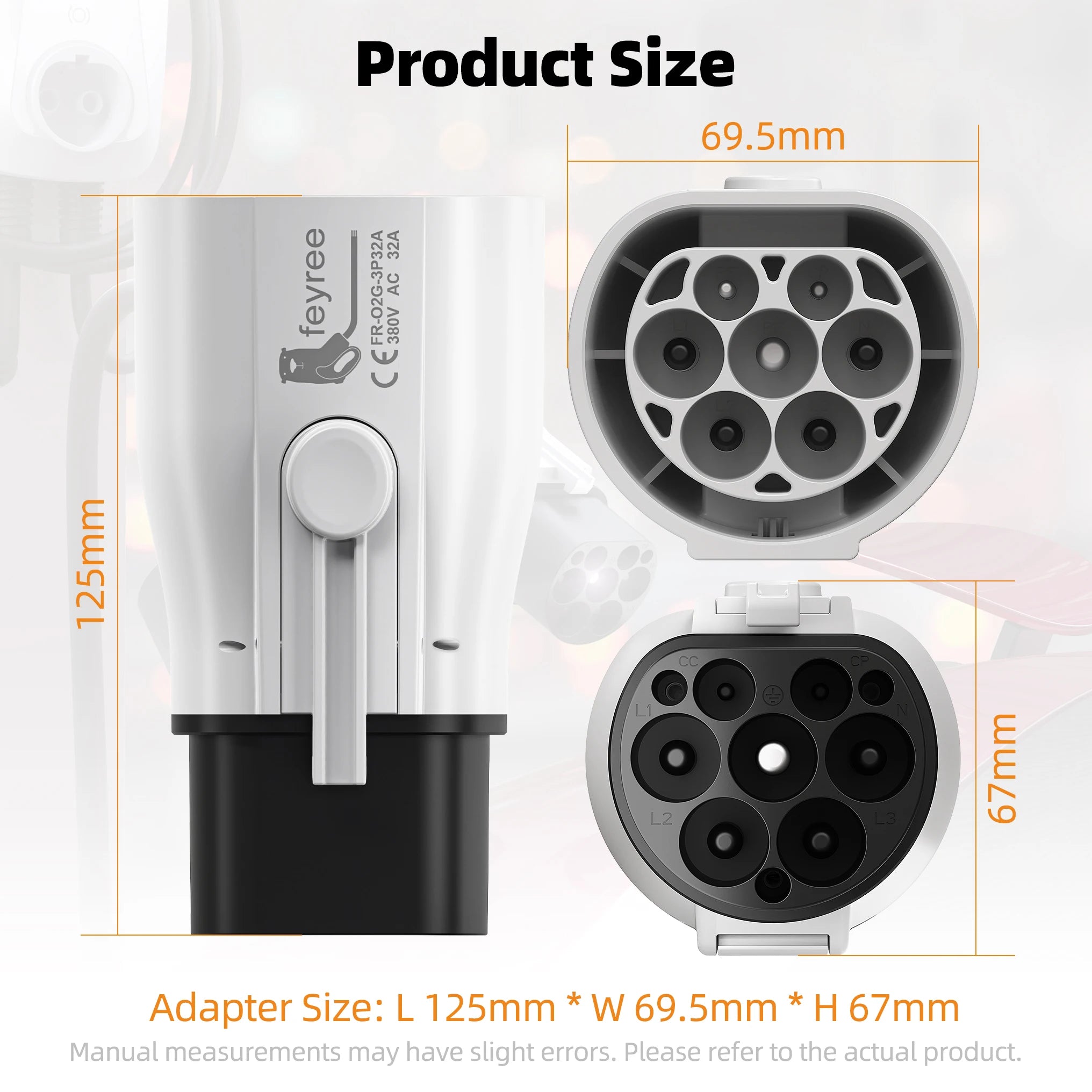 Feyree EV Charger Adapter Type2 to GB/T Converter 32A 22KW 3P for China Standard Electric Vehicle 7KW 32A 1P EV Car Connector