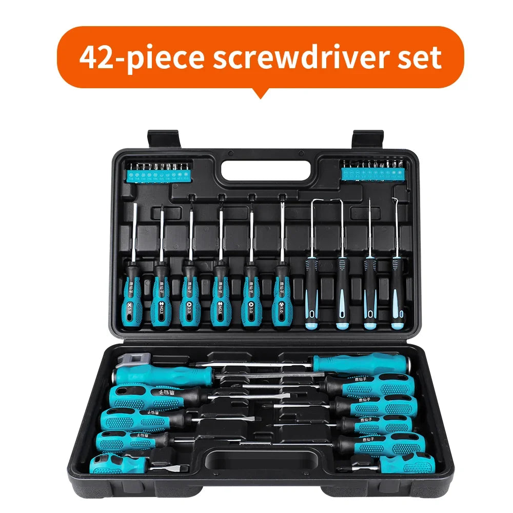 LUXIANZI 13/42Pcs Screwdriver Hand Tool Set with Plastic Toolbox Precision Magnetic Phillips Soltted Piercing screwdrivers Kit