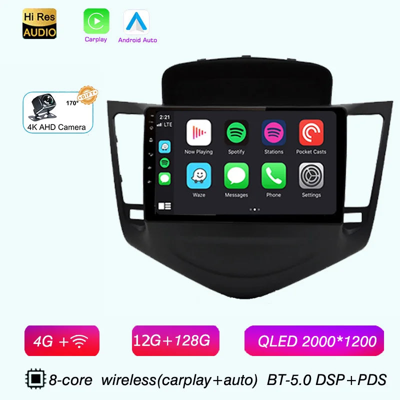 2K QLED 8core Android 15 For Chevrolet Cruze 2008 2009-2014 Car Radio GPS Carplay Auto Multimedia Head Unit DSP Stereo 2 Din