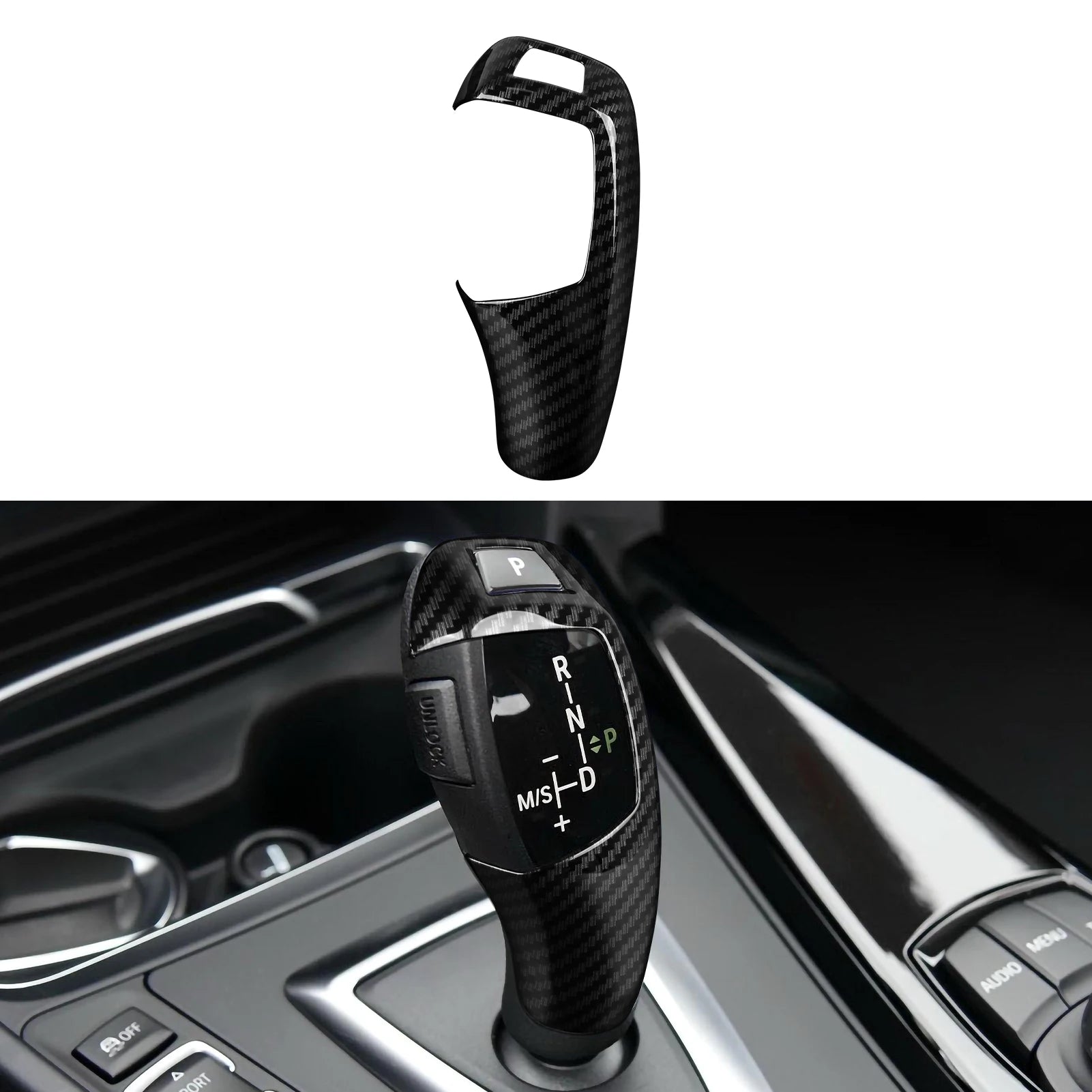 For BMW F30 F31 F34 3GT F32 F33 F36 Center Console Dashboard Gear Shifter Panel Car Trim Accessories, Carbon Fiber ABS Sticker