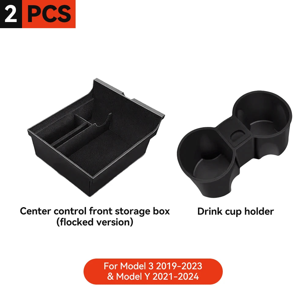 YZ For Tesla Model 3 Y  Highland Juniper 2021-2025 Storage Box Center Armrest Hidden Box Cup Holder Organizer Car Accessories