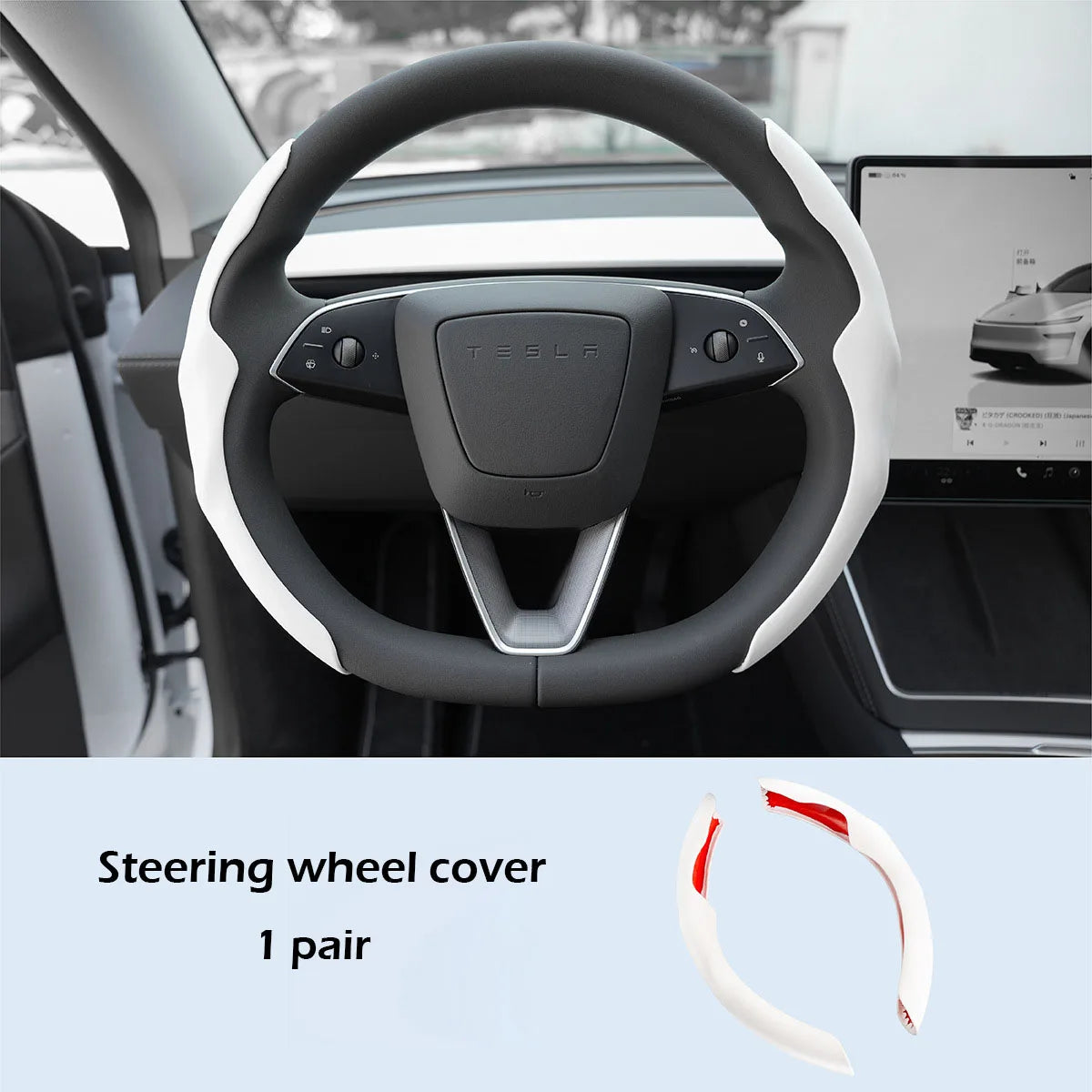 Steering Wheel Cover for Tesla Model Y Juniper 2025 Model 3 Highland Matte White Steering Wheel Trim Kit Protector Accessories