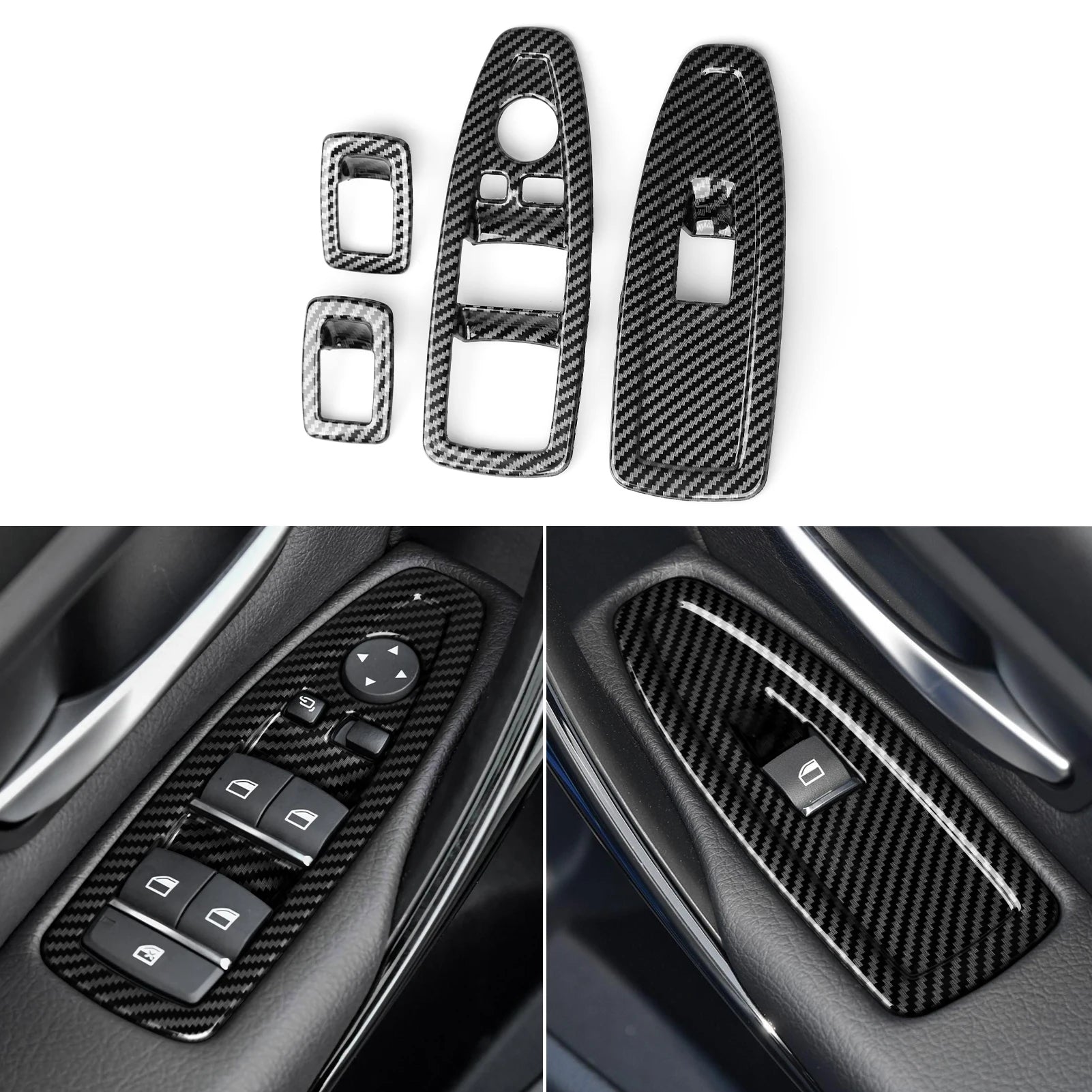 For BMW F30 F31 F34 3GT F32 F33 F36 Center Console Dashboard Gear Shifter Panel Car Trim Accessories, Carbon Fiber ABS Sticker