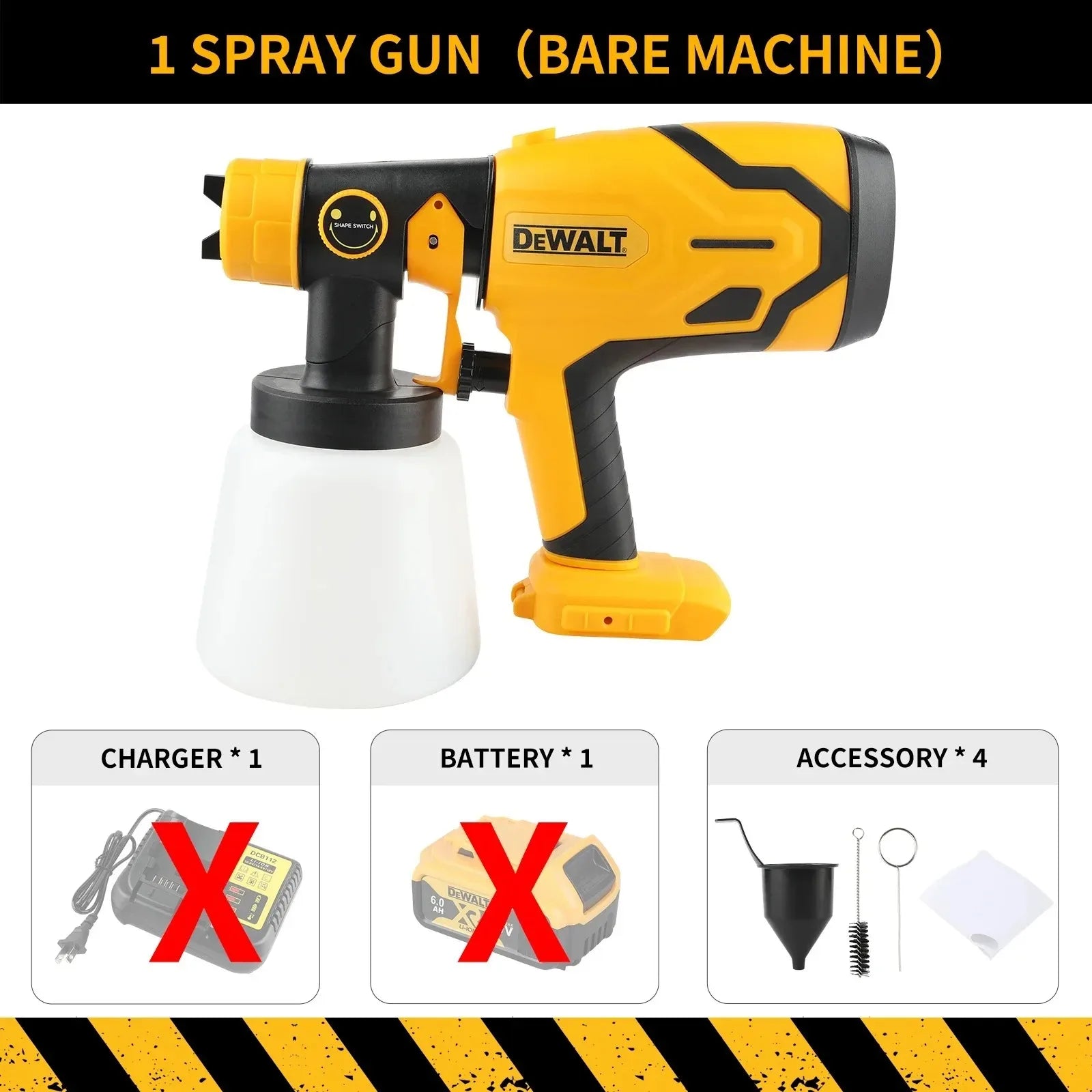 DEWALT Cordless Electric Spray Gun Portable High Power Paint Sprayer for Auto Furniture Coating Airbrush Compatible with Battery