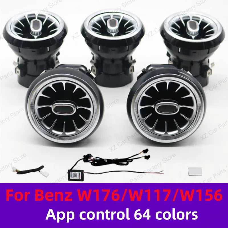12/64 Colors Ambient Light for Mercedes-Benz A CLA GLA W176 W117 W156 Turbine Air Vent Ambient Light Kit Colors Vents Car Parts