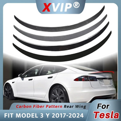 XVIP Real Carbon Fiber Spoiler For Tesla ModeY 2021-24 Model3 2017-23 Highland 2024 Trunk Wing Original Car Spoiler Accessories