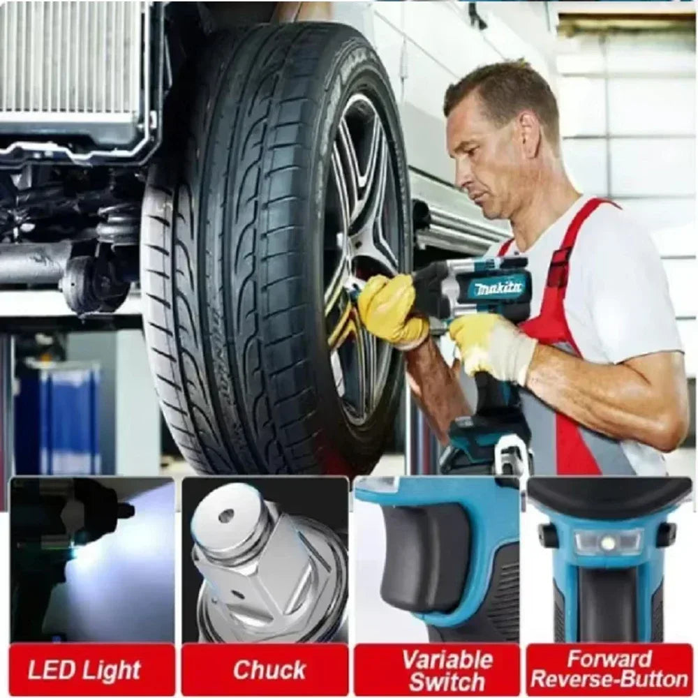 Makita DTW700 Cordless Impact Wrench 18V Brushless Motor 1000Nm Variable Speed Electric Wrench High Effieiency Durable Auto Stop