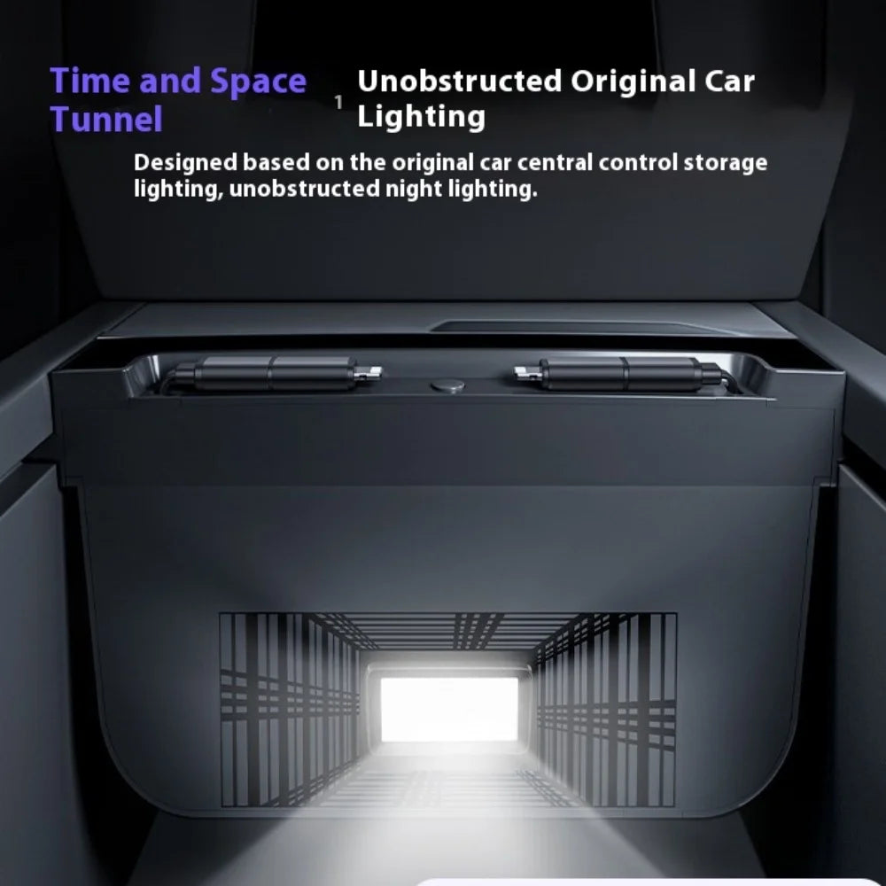 For Tesla Model Y Juniper Fast Charging USB Hub Docking Station with Rainbow Light Model 3 Highland Retractable Ambient Lighting