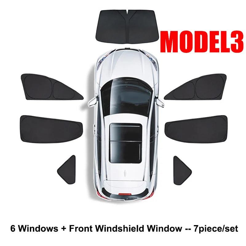 Car Sun Shade for Tesla Model 3 Y LAUNCH 2024 2025 Windshield Sunshade Cover Protector Front Side Window Privacy Blind Shading