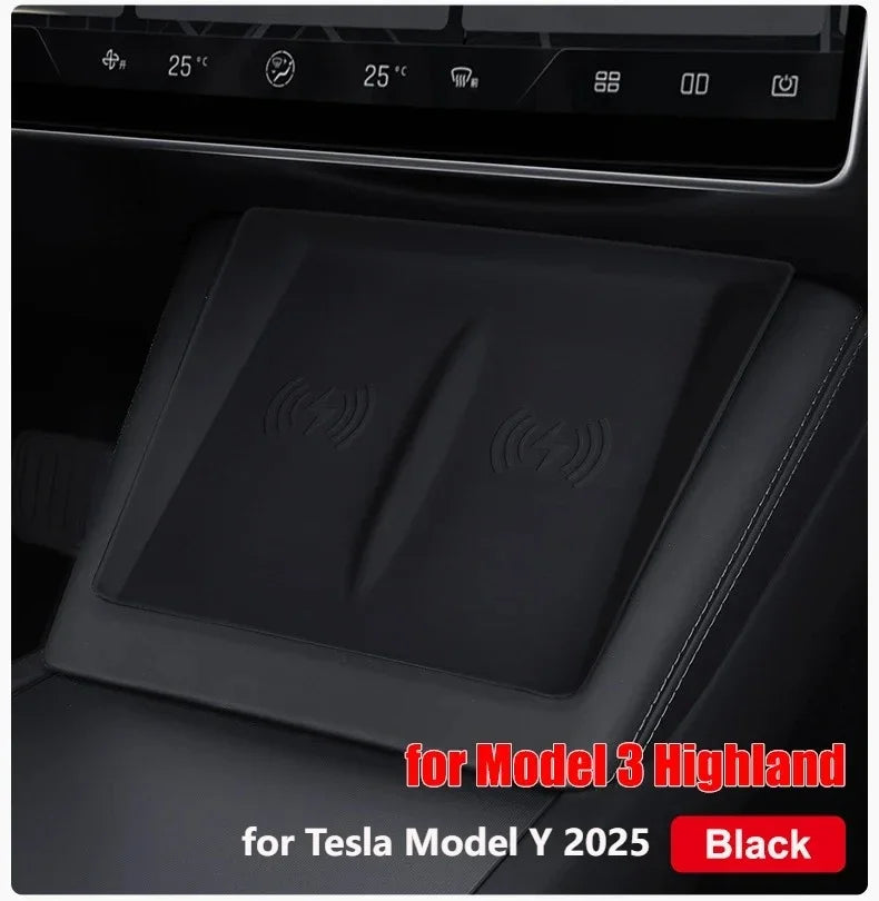 Tesla Model Y Juniper 2025 Center Console Wireless Charging Pad & Mirror Protector - kingpowerauto