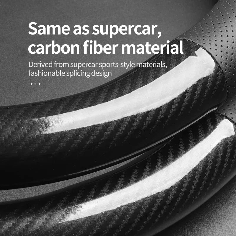 No Smell Thin For Tesla Steering Wheel Cover Genuine Leather Carbon Fiber Fit Model 3 S Y X Roadster