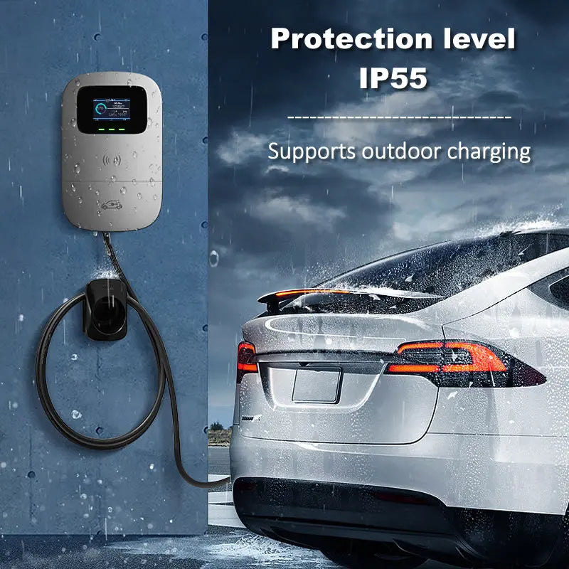 JIGU 32A 7.6KW GBT Electric Vehicle Car Charger WiFi EVSE Wallbox 11KW 22KW GB/T Charging Station Cable APP Control EV Charger