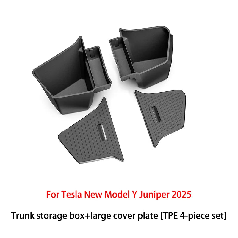 For Tesla Model Y Juniper 2025+ TPE Car Trunk Side Storage Box Cover plate organizer Car trunk side storage box refit Accessorys