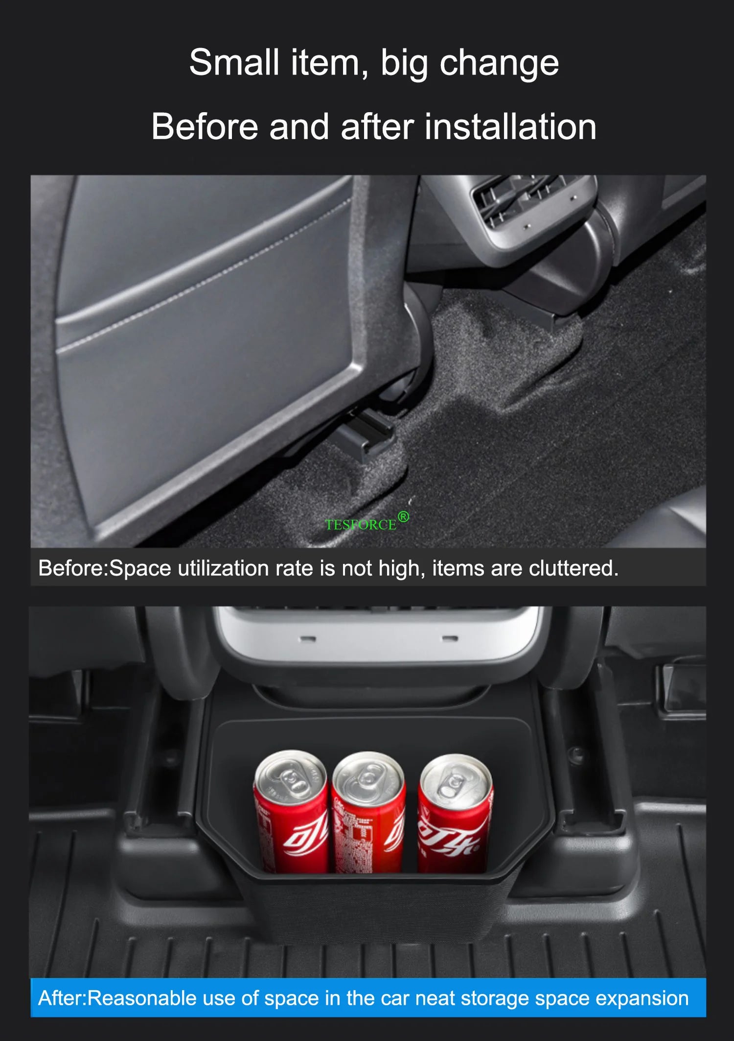 For Tesla Model Y 2021-2025 Rear Center Console Storage Box TPE Organizer Box with Cover Trash Can Under Seat Car Accessories