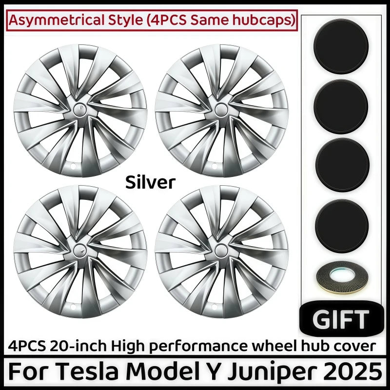 4PCS 20 Inch Wheel Cap For Tesla Model Y Juniper 2025 Automobile Performance Replacement Wheel Hubcap Full Rim Cover Accessories