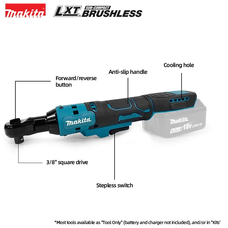 Makita Brushless Ratchet Right Angle Wrench Cordless Variable Speed Power Wrench LED 18V Power Tools(Attributes optional)