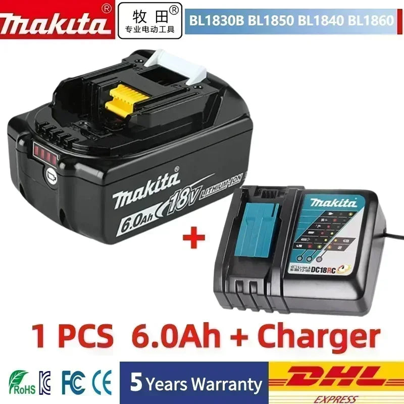 Makita Latest Upgraded BL1860 Rechargeable Battery 18V 6Ah Lithium for Makita 18V Battery BL1840 BL1850 BL1830 BL1860B LXT 400