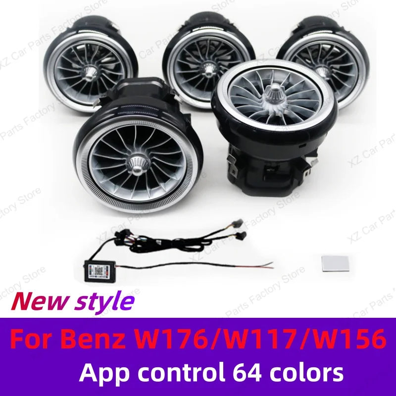 12/64 Colors Ambient Light for Mercedes-Benz A CLA GLA W176 W117 W156 Turbine Air Vent Ambient Light Kit Colors Vents Car Parts
