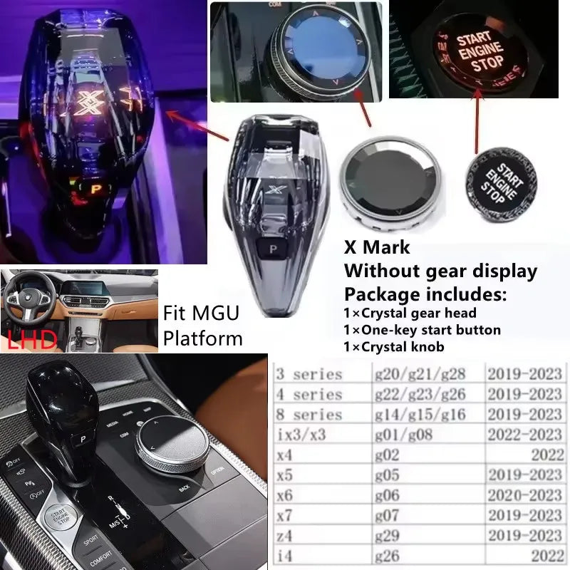 3 Piece Set Crystal Gear Shift Knob Lever Stick Handle for BMW 3 5 6 7 series x3 x5 x6 f30 g15 f01 g20 g05 g21 g28 g30 g31 g38