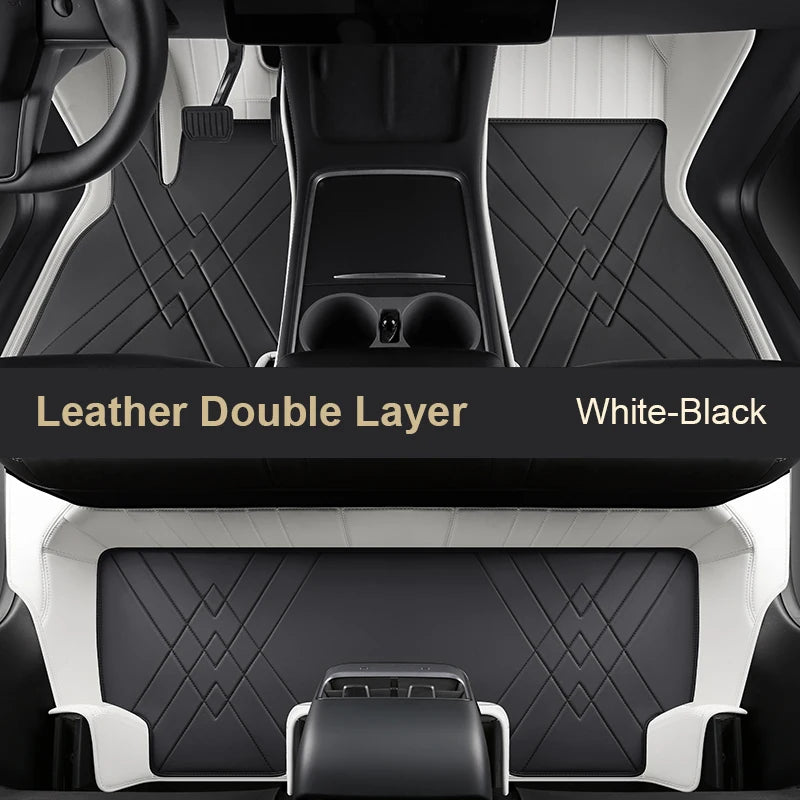 Tesla Model Y Custom Fit Car Accessories Floor Mat Interior Cowhide for Tesla Model Y Double Layers for Front and Rear Seat