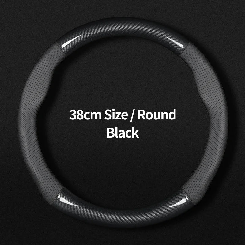 No Smell Thin For Tesla Steering Wheel Cover Genuine Leather Carbon Fiber Fit Model 3 S Y X Roadster