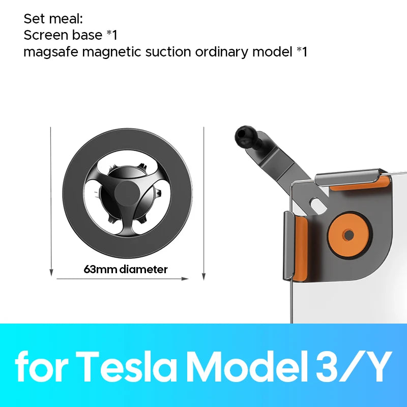 Tesla Model Y 2025 Launch Aluminum Car Phone Holder with Magnetic Wireless Charger - kingpowerauto