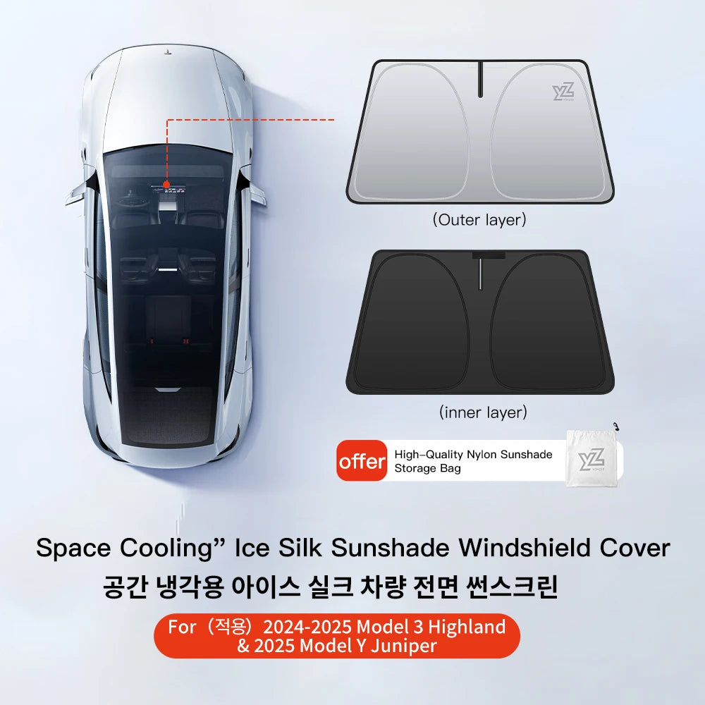YZ For Tesla Model 3 Y Highland 2021-2025 magnetic suction clip Sun Shades Glass Roof Sunshade Front Rear Sunroof Skylight