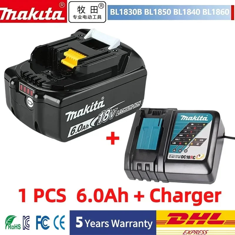 Original Makita 6Ah/5Ah//3Ah for Makita 18V Battery BL1830B BL1850B BL1850 BL1840 BL1860 BL1815 Replacement Lithium Battery