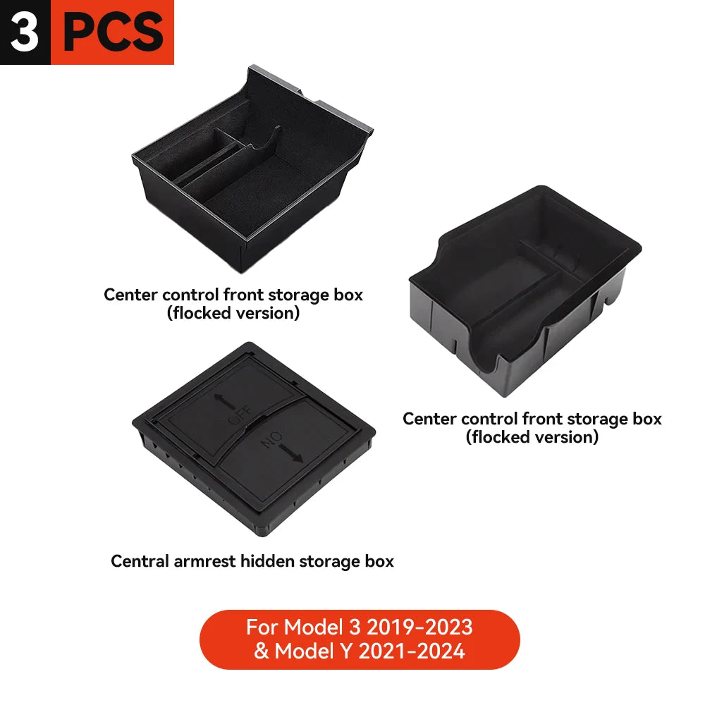 YZ For Tesla Model 3 Y  Highland Juniper 2021-2025 Storage Box Center Armrest Hidden Box Cup Holder Organizer Car Accessories