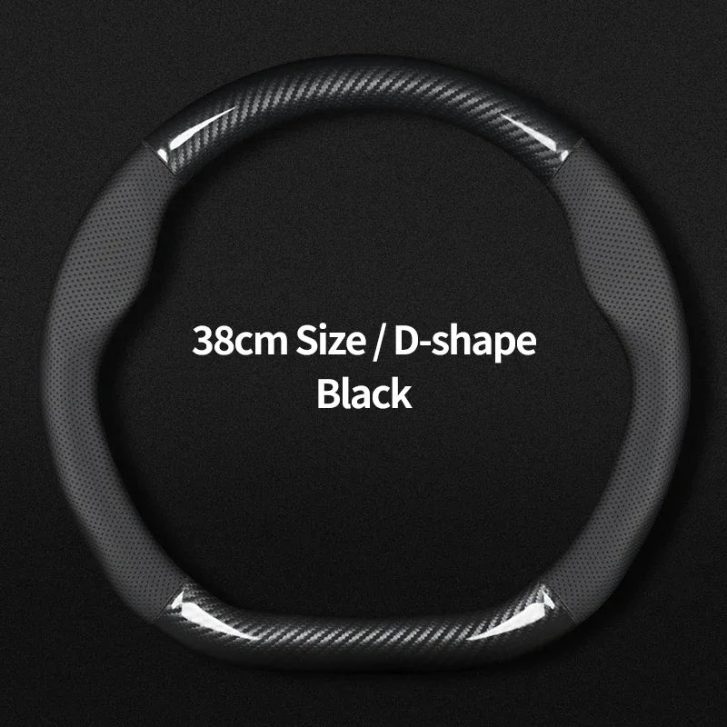 No Smell Thin For Tesla Steering Wheel Cover Genuine Leather Carbon Fiber Fit Model 3 S Y X Roadster