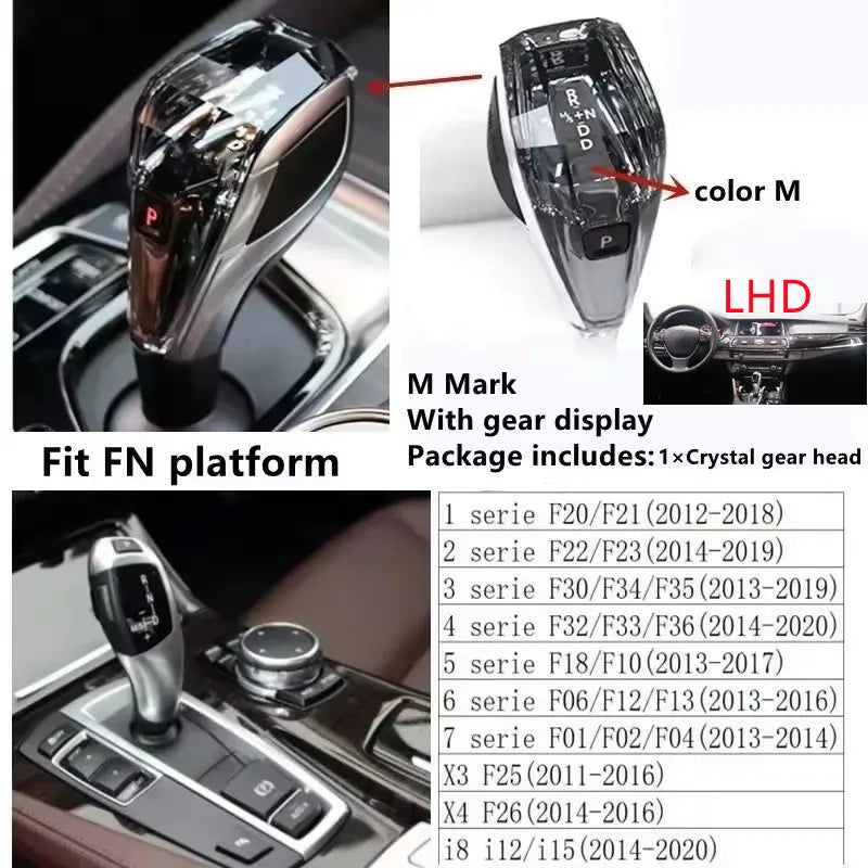 3 Piece Set Crystal Gear Shift Knob Lever Stick Handle for BMW 3 5 6 7 series x3 x5 x6 f30 g15 f01 g20 g05 g21 g28 g30 g31 g38
