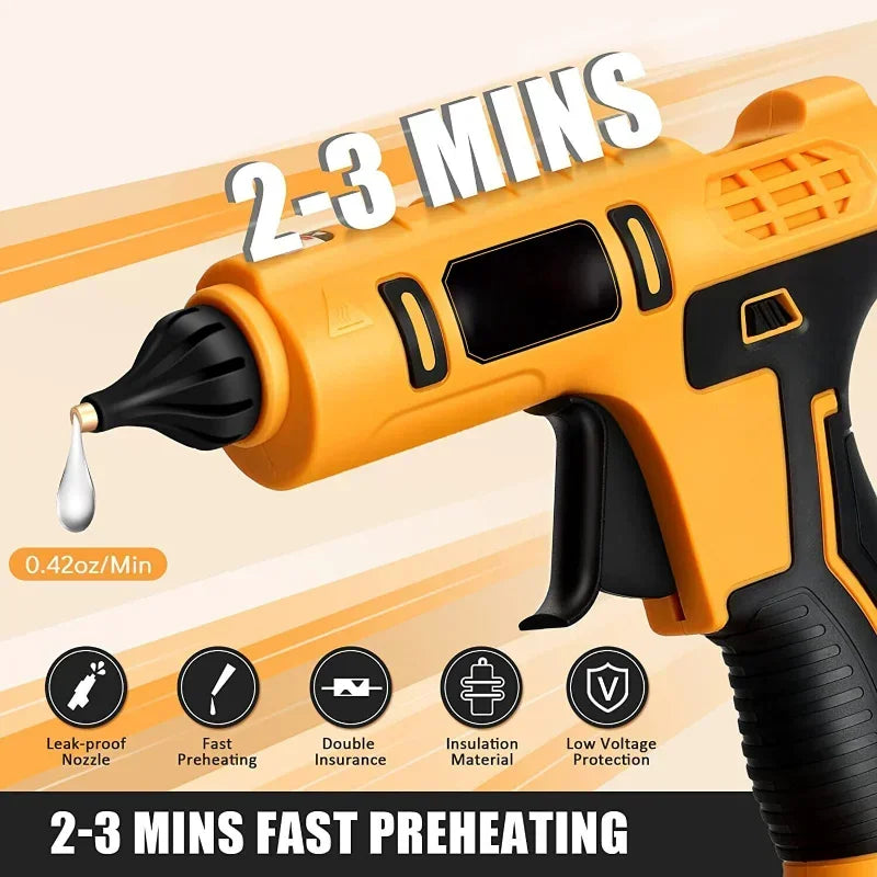 Cordless Electric Handheld Hot Glue Gun Repair DIY Tool Hot Melt Welding Hot Air Gun Anti-scald Nozzle with 10 Sticks for Dewalt