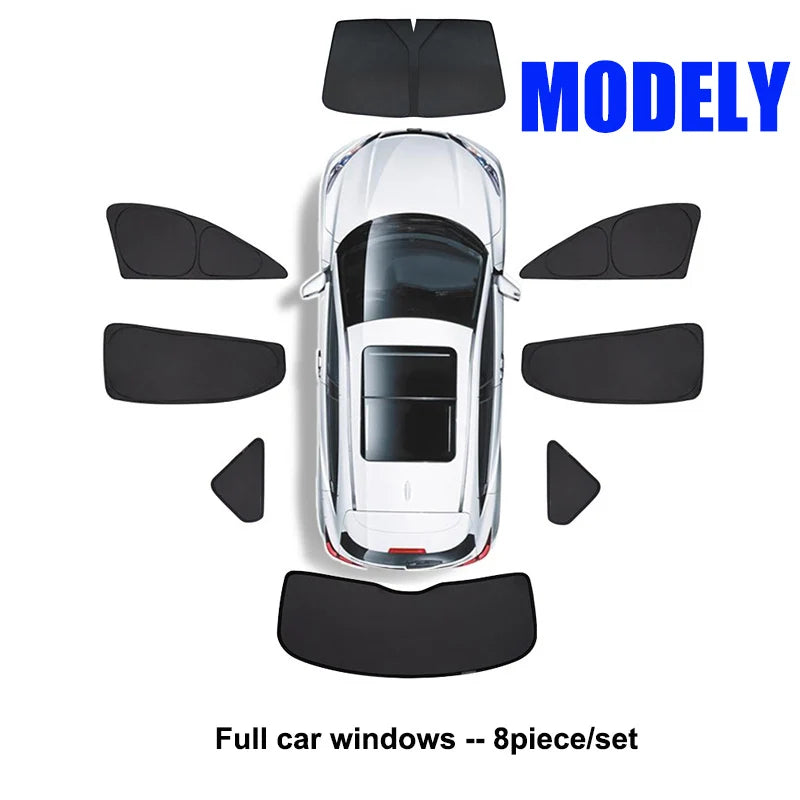 Car Sun Shade for Tesla Model 3 Y LAUNCH 2024 2025 Windshield Sunshade Cover Protector Front Side Window Privacy Blind Shading